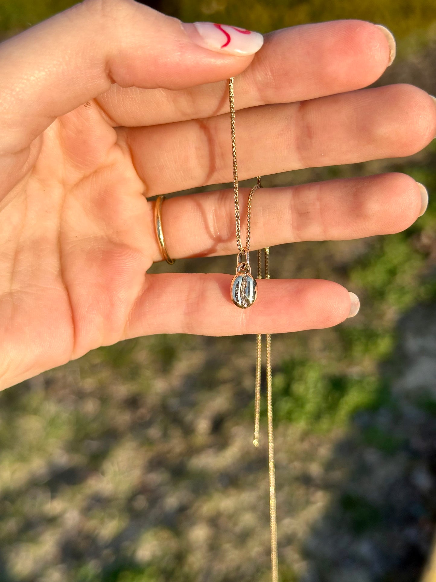 14k Yellow Gold Coffee Bean Pendant